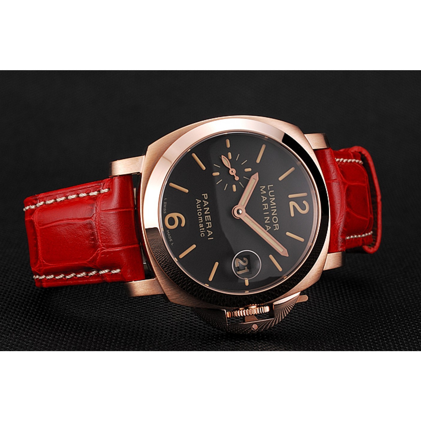 panerai red leather strap